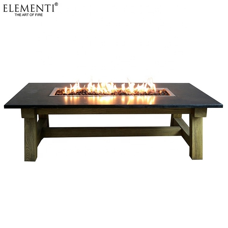 Elementi black indoor decor dining fire table 60 inch rectangular workshop coffee gas fire pit table outdoor