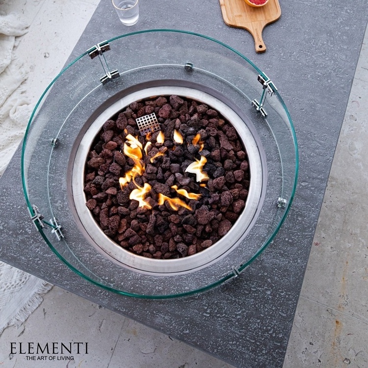 Elementi garden cement fireplace propane gas brazier rectangular concrete fire pit table