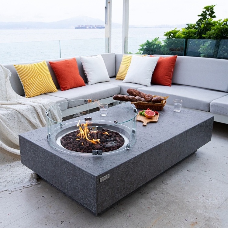 Elementi garden cement fireplace propane gas brazier rectangular concrete fire pit table