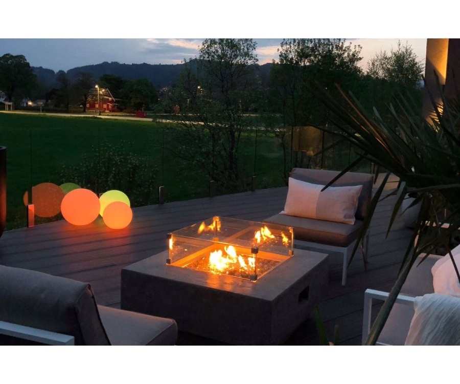 Elementi outdoor gas brazier 36 inch propane concrete fire pit table with lava rocks