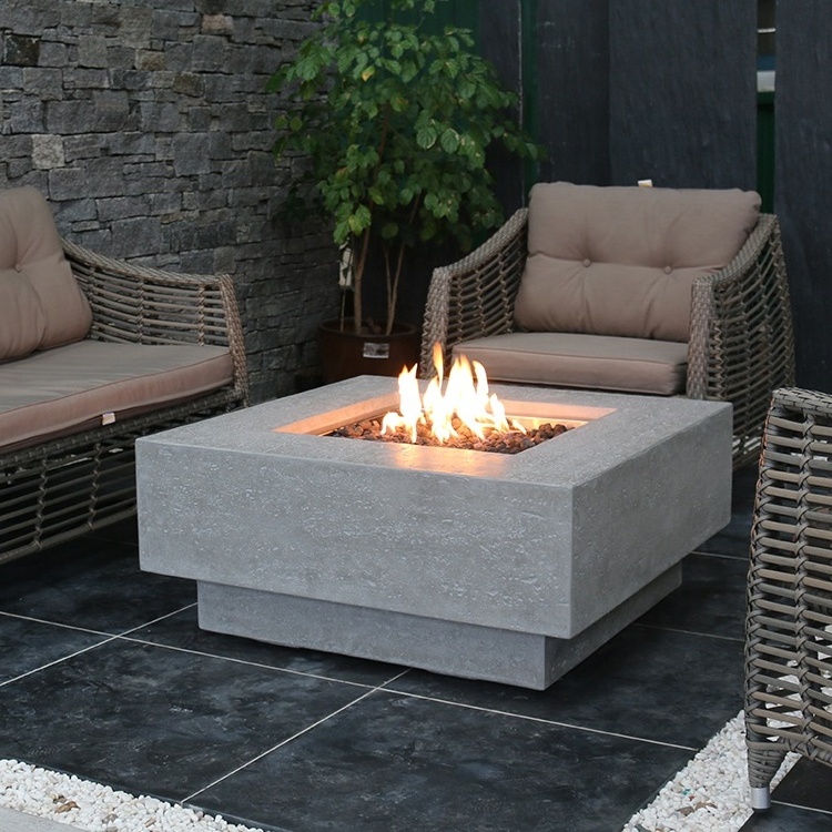 Elementi outdoor gas brazier 36 inch propane concrete fire pit table with lava rocks