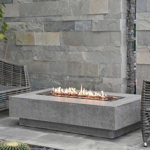 Elementi outdoor rectangle GFRC material concrete firepit gas fire pit table propane