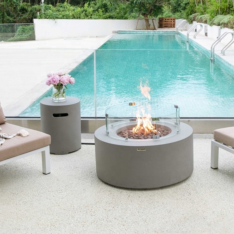 MODENO US warehouse in stock electronic ignition burners fire pit concrete firepit cement round fire table