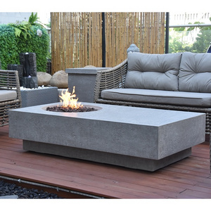 Elementi Best selling multifunctional rectangle grey patio concrete gas fire pit table outdoor for garden decoration