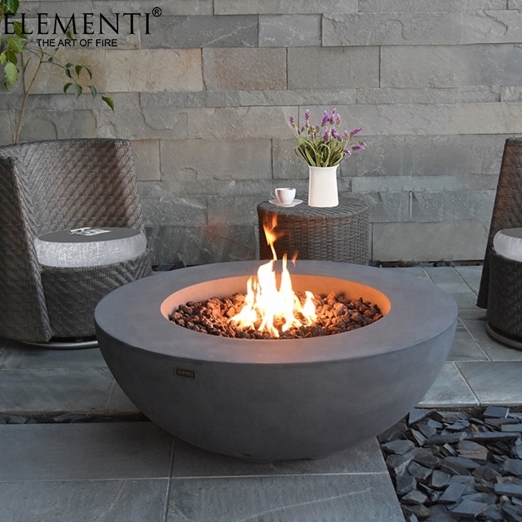 Elementi Modern outdoor grey fire pits concrete gas propane fire bowl