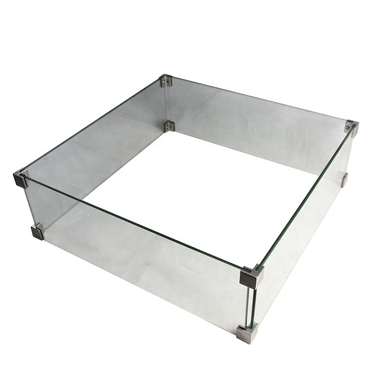 Elementi clear tempered glass used in fire pits wind guard square fire table glass for fire pit