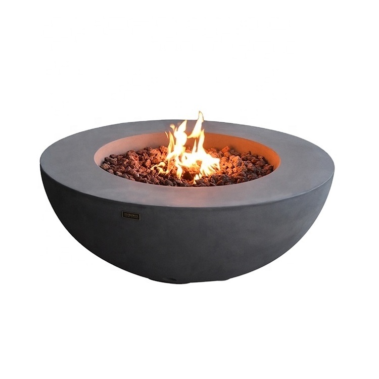 Elementi Modern outdoor grey fire pits concrete gas propane fire bowl