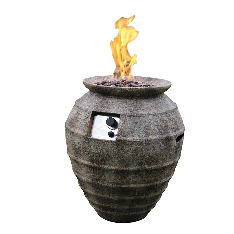 MODENO safe electronic smart switch off natural gas firepit concrete barrel fire pit outdoor