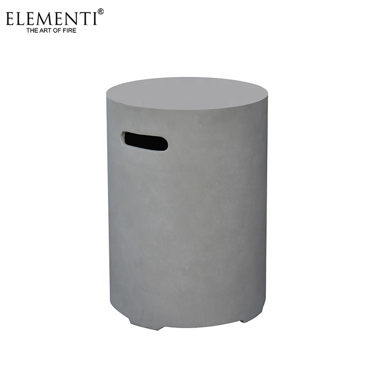 Elementi classic grey concrete gas tank cover outdoor garden propane round fire pit cover