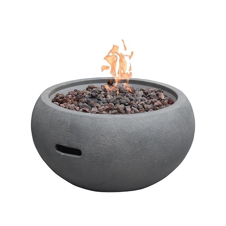 MODENO Modern grey gas concrete fire pit outdoor patio propane heater round firepit bowl