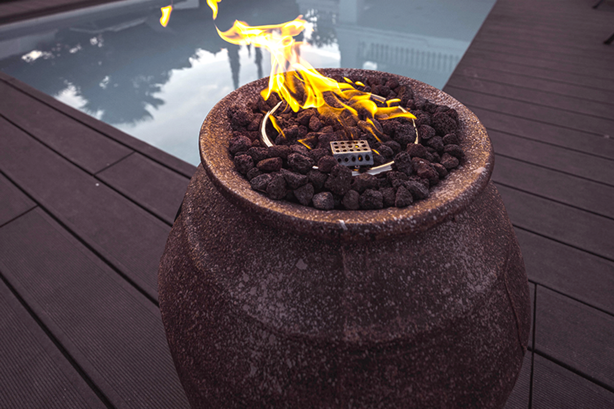 MODENO safe electronic smart switch off natural gas firepit concrete barrel fire pit outdoor