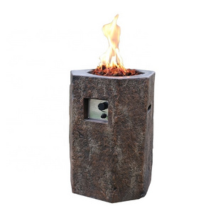 MODENO outdoor gas firepit hexagonal cylinder concrete stone fire pit