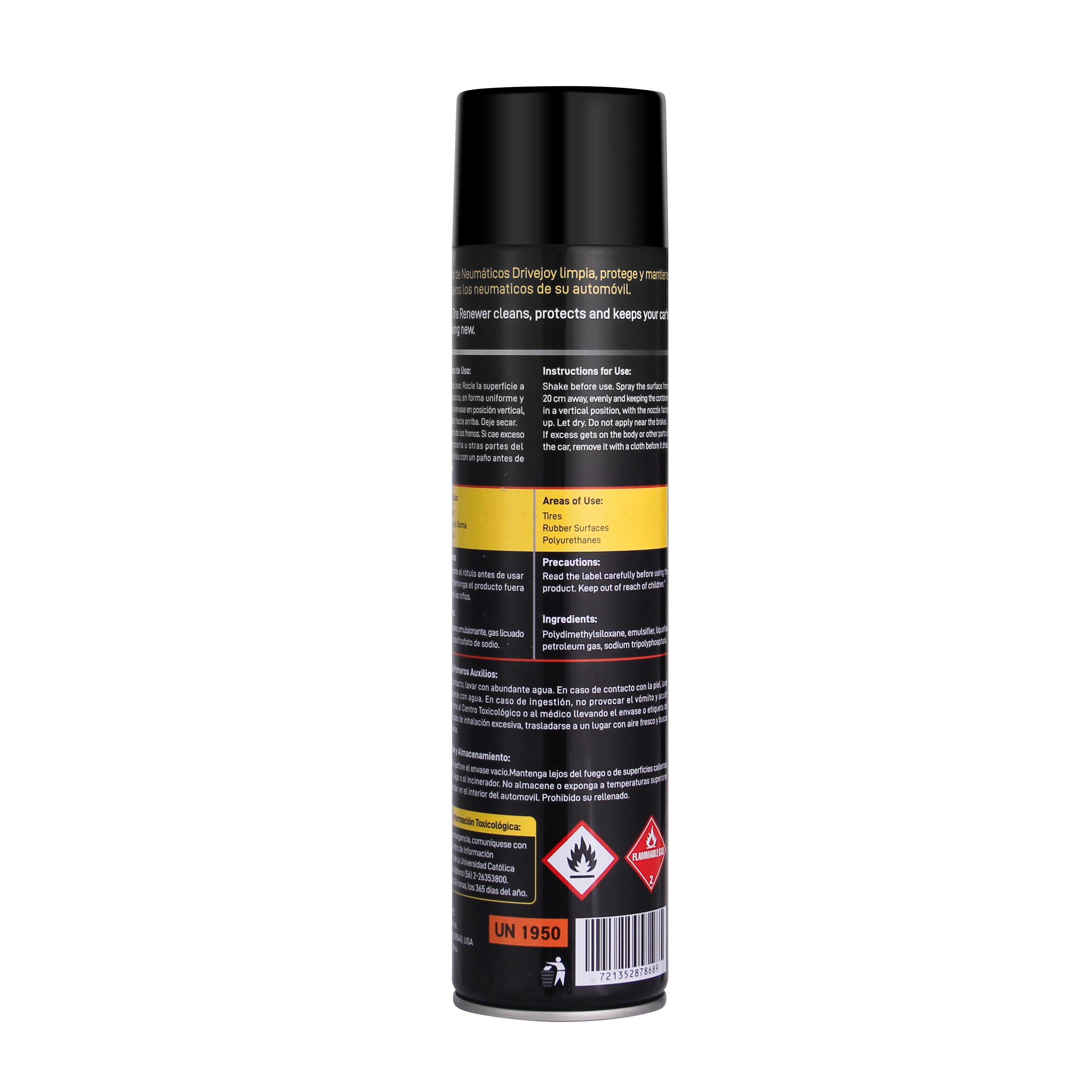 650ml Aerosol Tire Shine for Glossy Rich Black Tires Tire Foam Protectant Spray