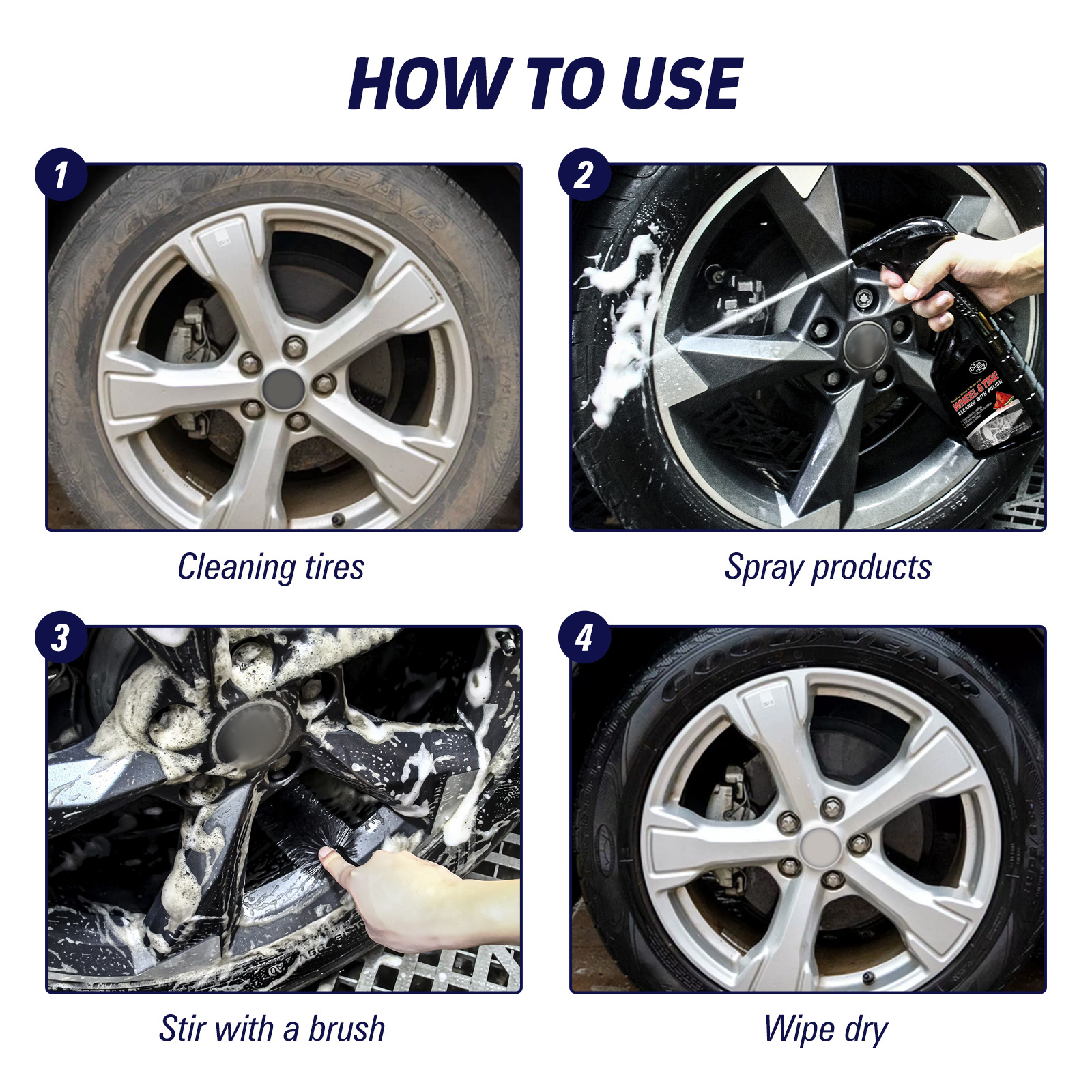 500ml Effective Rim and Tire Cleaner Foam Car Wheel & Rim Cleaner for Removes Brake Dust, Oil, Dirt