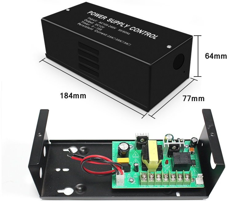 DC12V access control power supply with UPS function, backup battery optional, for CCTV, monitor, access control system