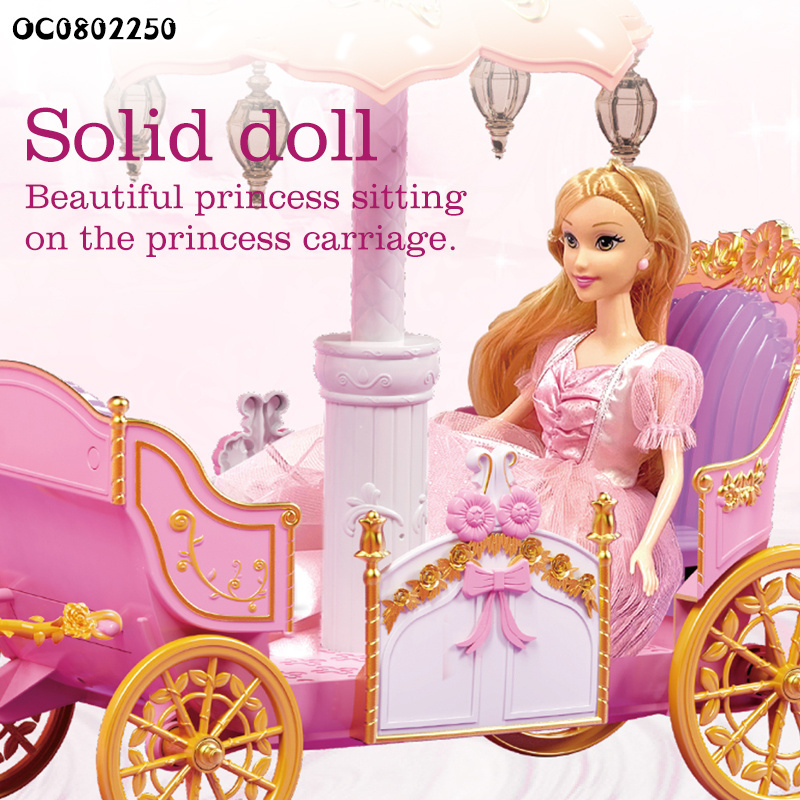 29cm plastic princess doll battery operated toy electric horse carriage for kids