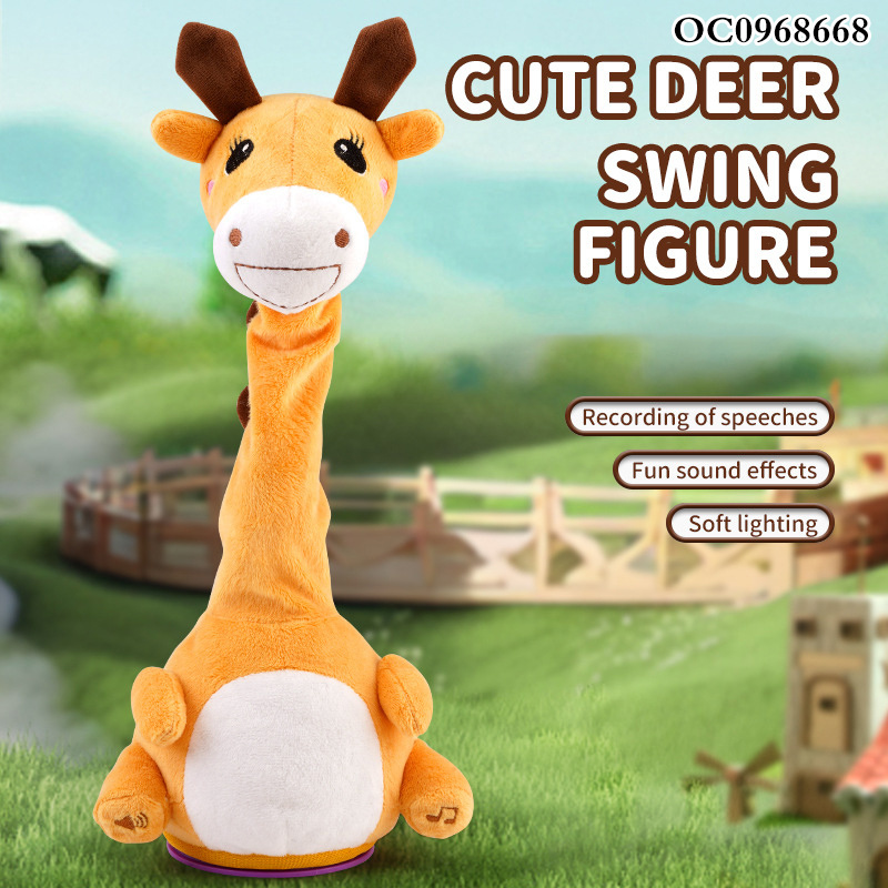 New baby sensory toys music stuffed animal dancing giraffe recorder plush toy high quality