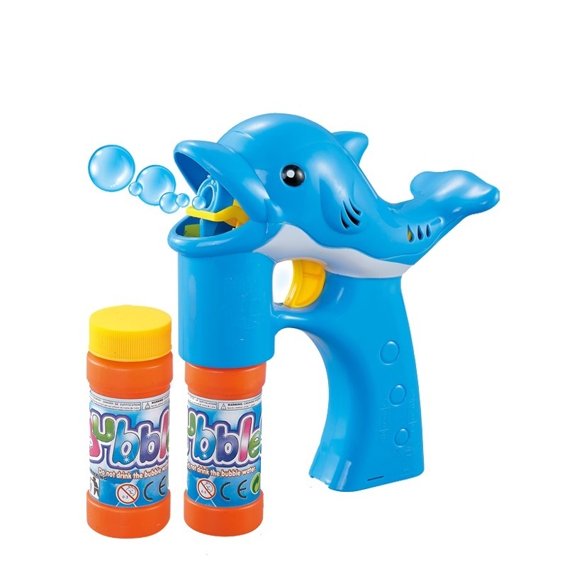 Outdoor bubble gun 2 bottle bubble water set lovely dolphin bubble machine for kids