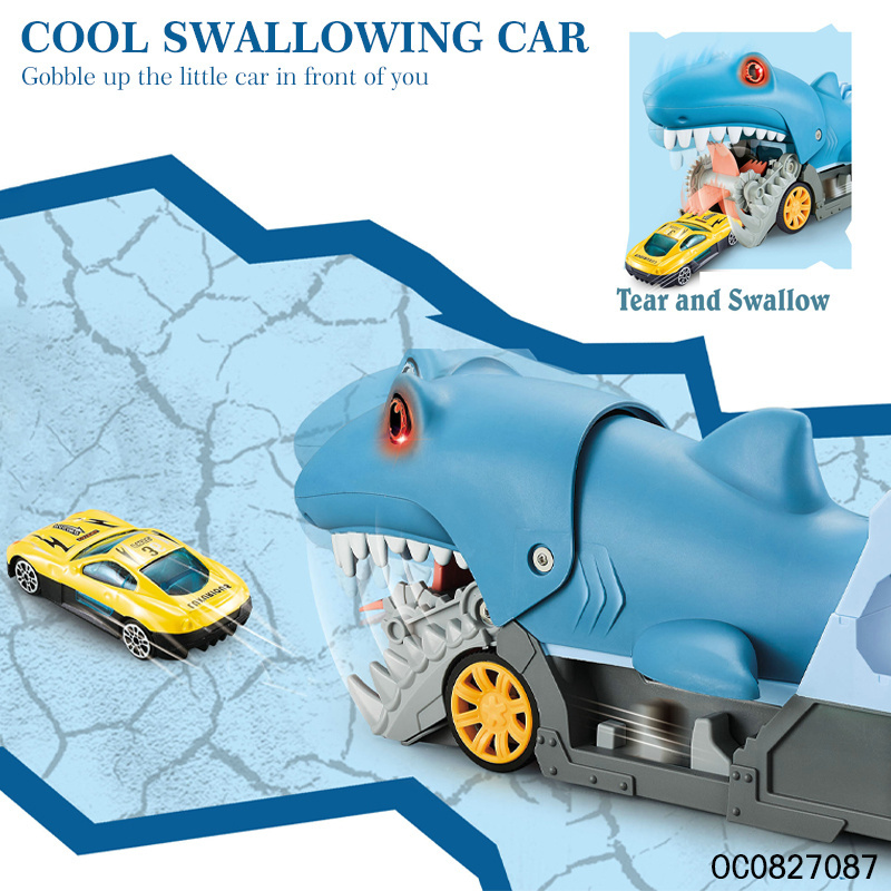 Kids toys 2023 new arrivals freewheel shark car with 2pcs alloy toy car