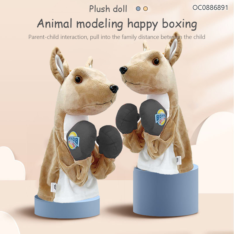 Custom children sports sets boxing kangaroo hand puppet plush with sound