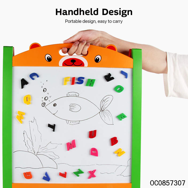 Double sides magnetic alphabet letters and numbers wooden writing tablet drawing board for children