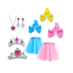 Plastic crown royal toys children's girls princess skirt dresses accessories jewelry with shoes