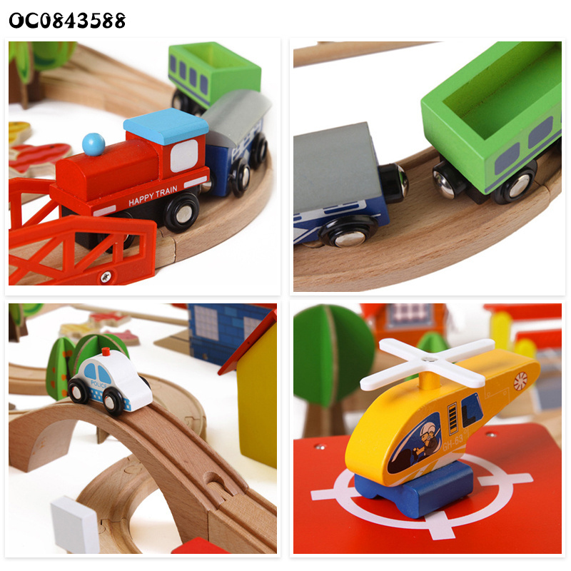 Montessori educational toys 2023 china wooden train toy puzzle road with track play set