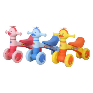 Cartoon duck 4 wheels baby balance bike ride on car for baby kids with light music