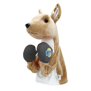 Custom children sports sets boxing kangaroo hand puppet plush with sound