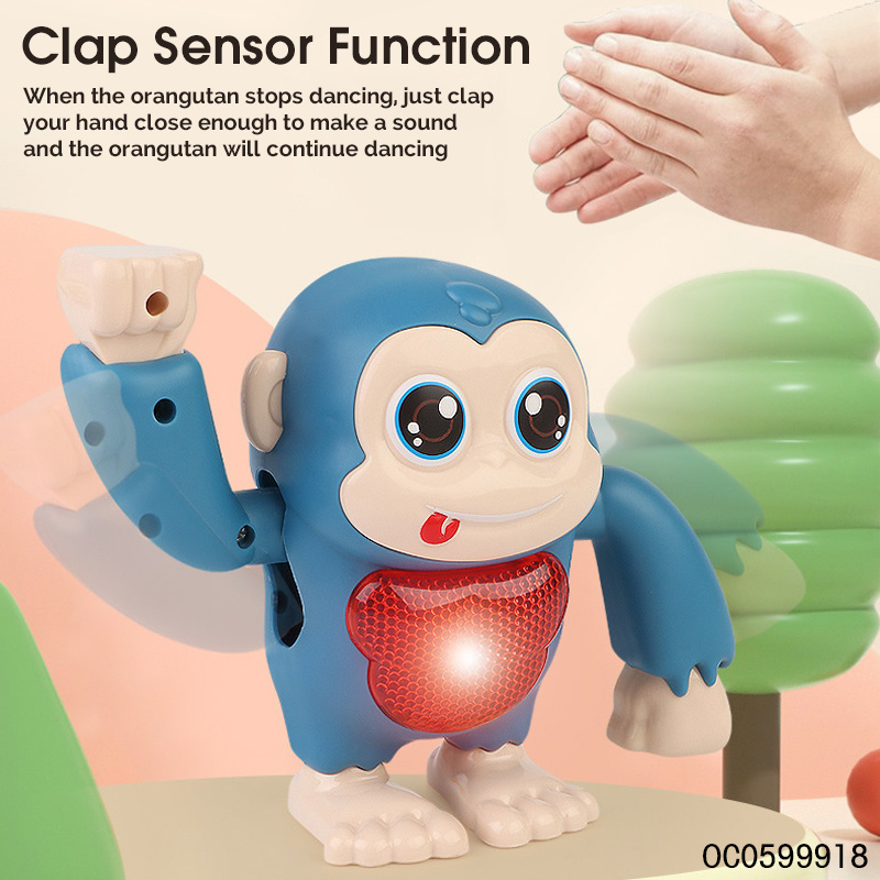 Hand clapping switch sensor plastic dancing monkey musical electric toys 2023 for kids