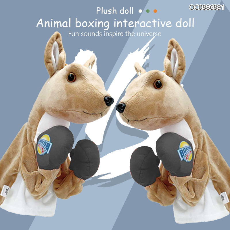 Custom children sports sets boxing kangaroo hand puppet plush with sound