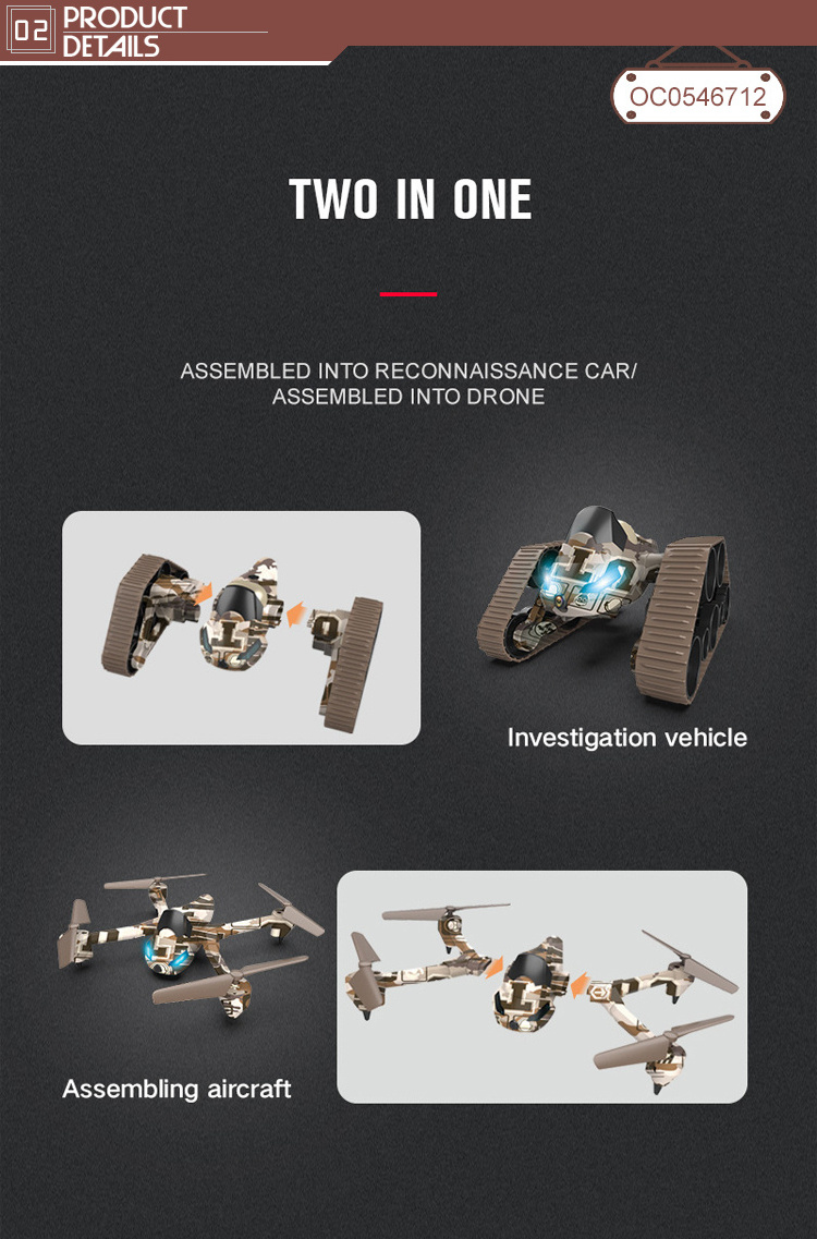 Deformation car profesional flying toy small drone rc with wifi