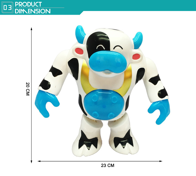 Battery operated small cow plastic dancing animal toys with music