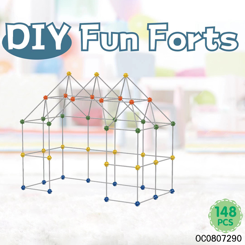 Kids plastic diy construction fort bricks blocks building kit for sale