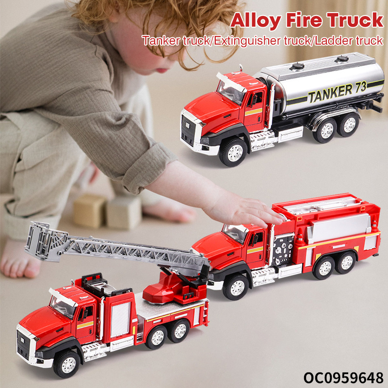 Wholesale fire fighting 1:50 diecast truck model metal toy cars die cast playset with light music