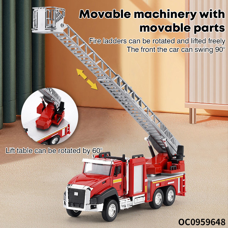 Wholesale fire fighting 1:50 diecast truck model metal toy cars die cast playset with light music