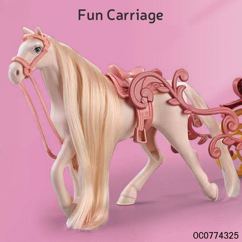 Lighted up battery operated princess horse and carriage toy with doll for kids