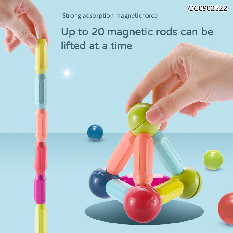 72pcs plastic self assembling educational magnetic toys 3d sticks and balls