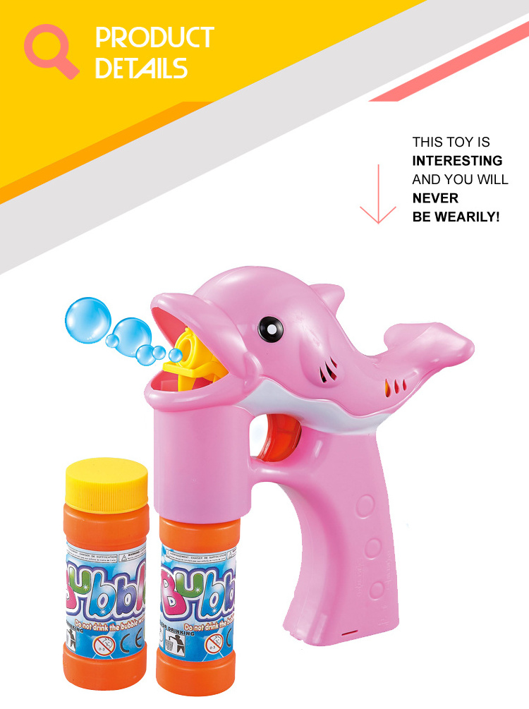 Outdoor bubble gun 2 bottle bubble water set lovely dolphin bubble machine for kids