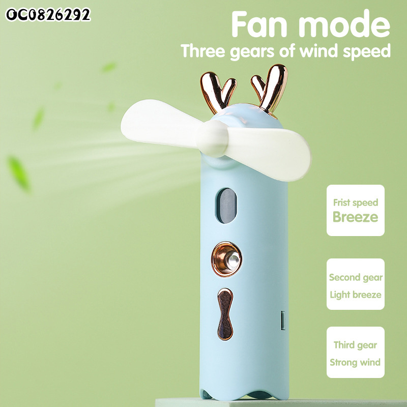 Summer deer handheld rechargeable fashion potable mini hand fan with spray mist