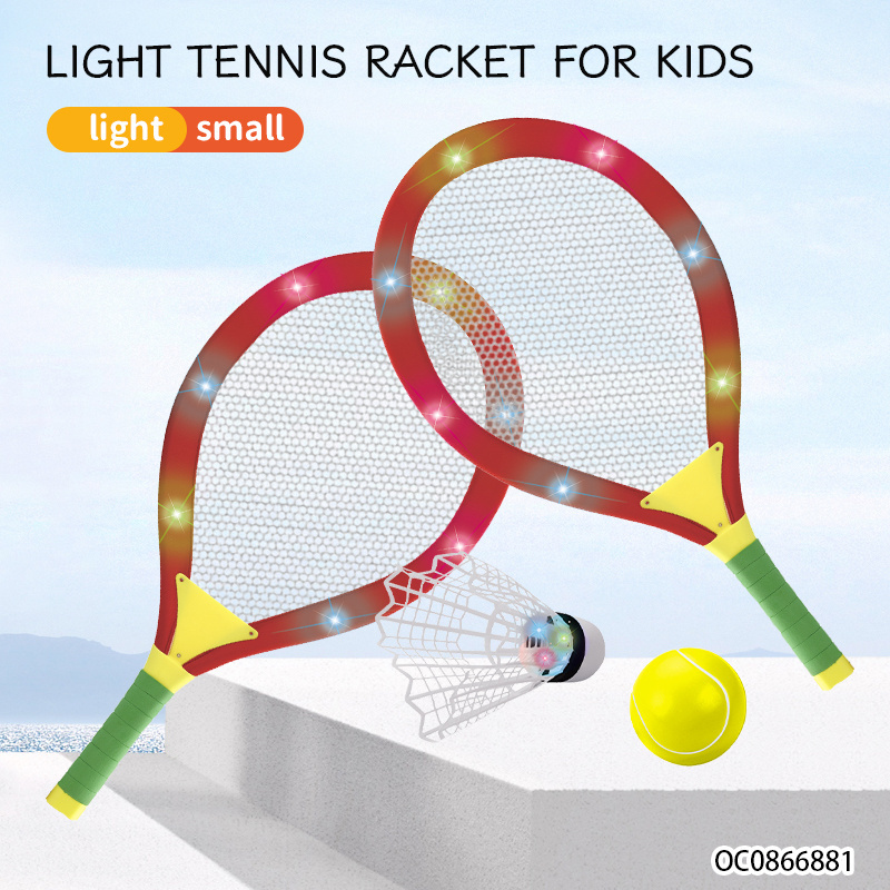 Funny small tennis racket toys and balls with lights led for kids