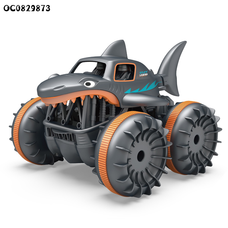 360 Degree rotation shark amphibious rc remote control stunt car toy with light