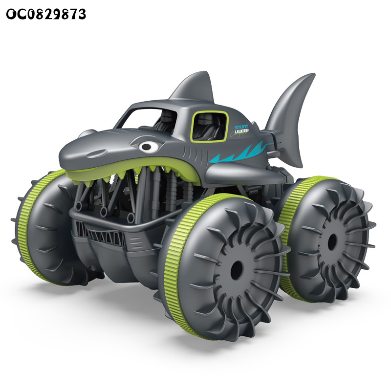 360 Degree rotation shark amphibious rc remote control stunt car toy with light