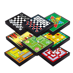 High quality funny plastic kids 8in1 magnetic chess board game play toy