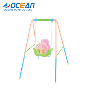 Hot sale plastic hanging indoor baby swing with basketball set