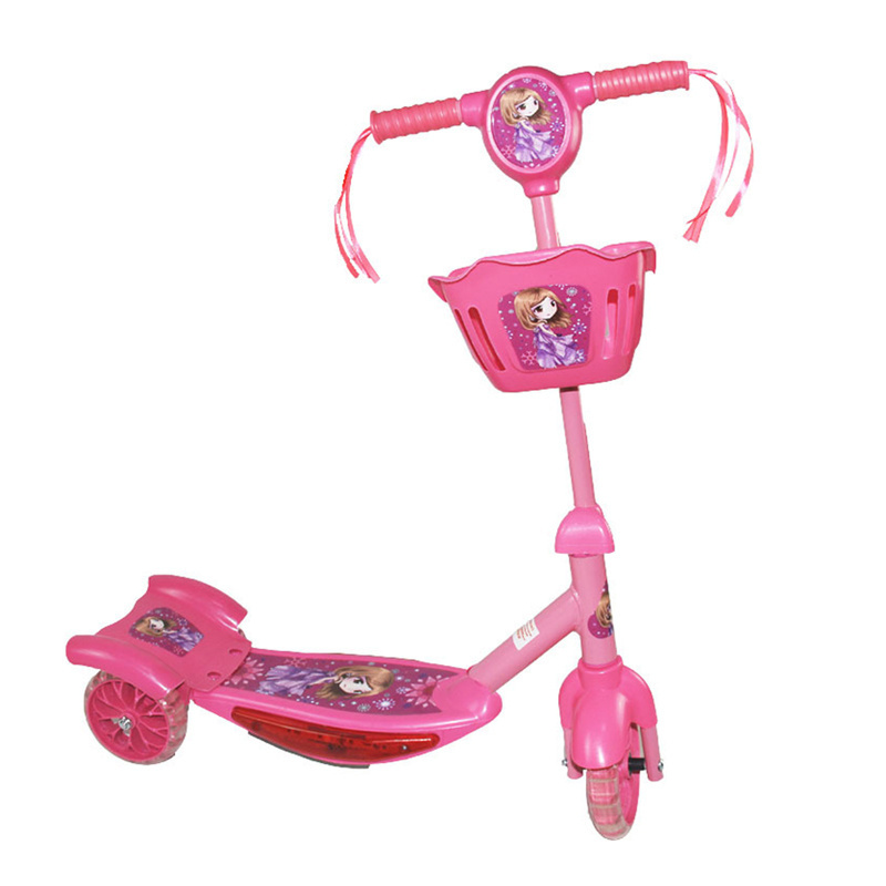 Pink girls ride on scooter with music and light scooter for kids girls