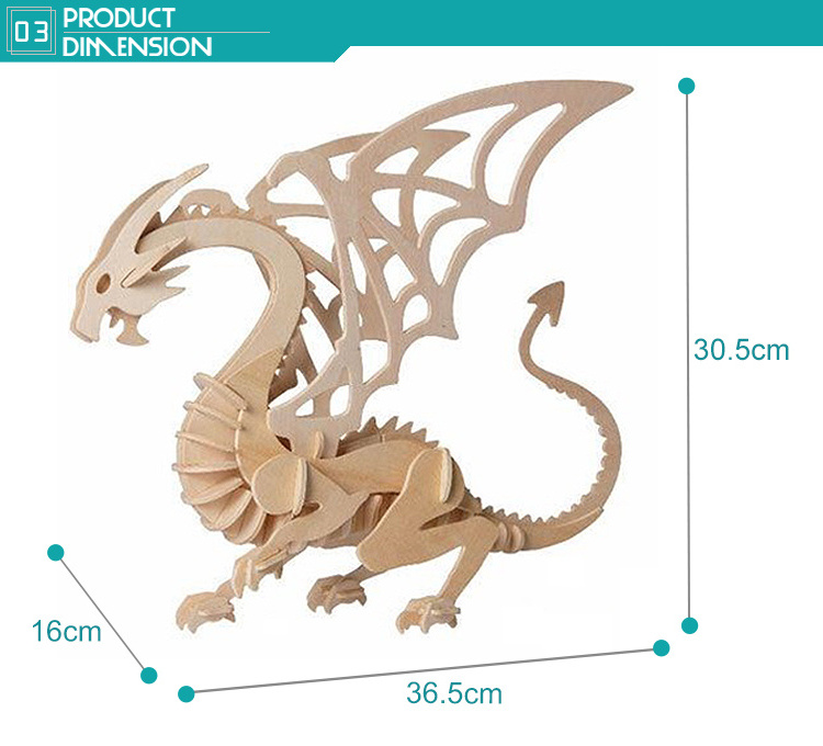 Factory 50pcs dragon game magic kids wooden 3d puzzles chinese toys