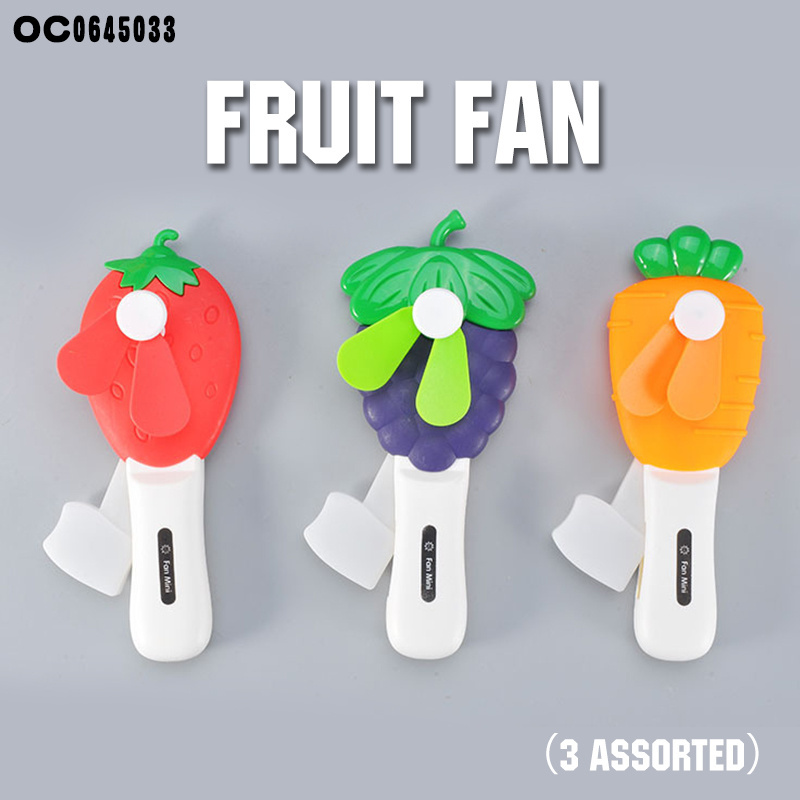 Low price portable fruit hand crank plastic mini hand held fans for kids