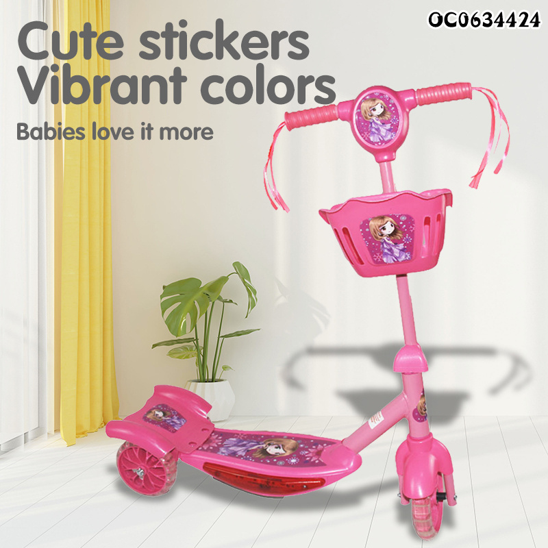 Pink girls ride on scooter with music and light scooter for kids girls