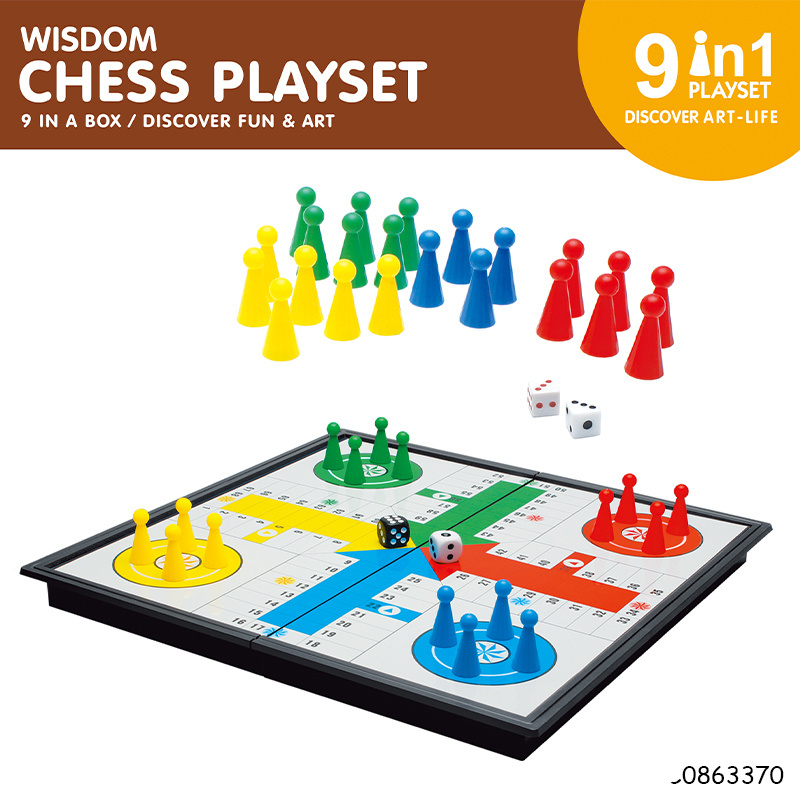 9 in 1 Multifunction plastic toy battle portable chess game set for kids